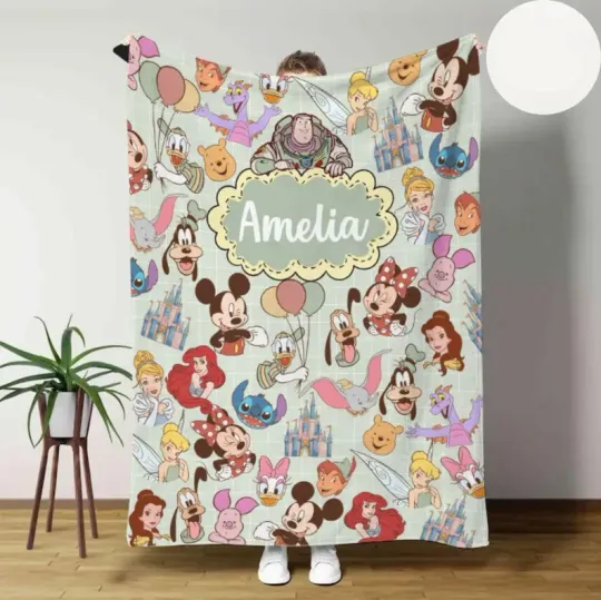 Discover Personalized Disney Mickey & Friends Happy Characters Fleece Blanket