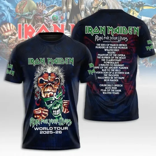 Discover 1Iron Maiden 2025-2026 Tour 3D T-Shirt For Men And Women