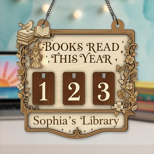 Personalized Wizard Wooden Reading Tracker Sign, Books Read This Year Library Sign, Custom Name Book Lover Gift