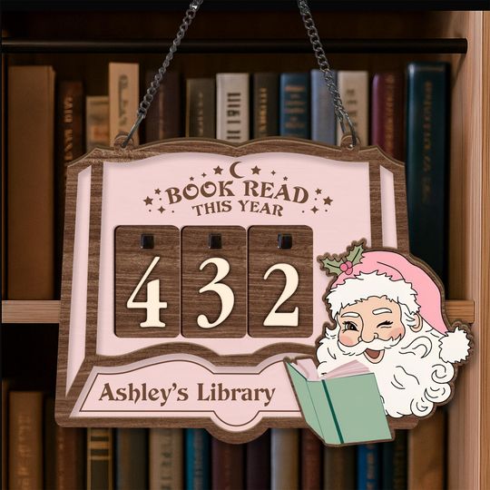 Discover Personalized Santa Claus Books Read Tracker, Books Read This Year, Bookshelf Counter, Bookish Decor, Bookish Gift, Custom Gift for Reader