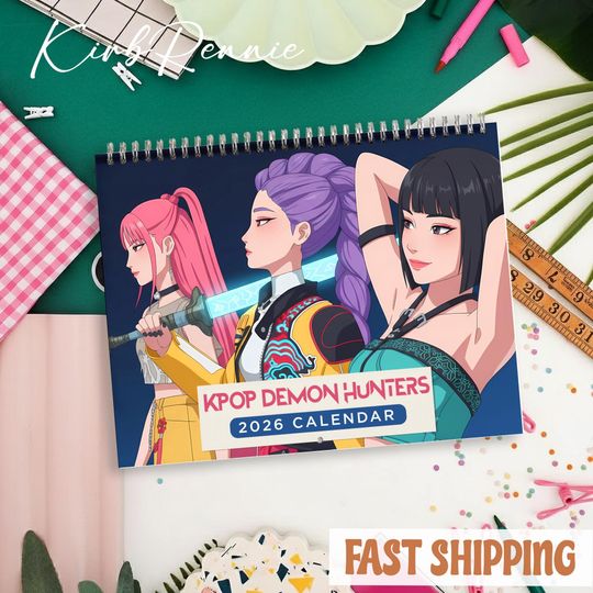 Kpop Demon Hunter Wall 2026 Calendar, Huntrix Sajaboys Calendar