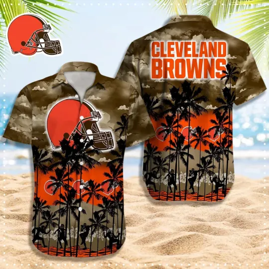 Discover Cleveland Football Team Brownss Hawaiian Button Down Shirt Unisex Adults S-5XL