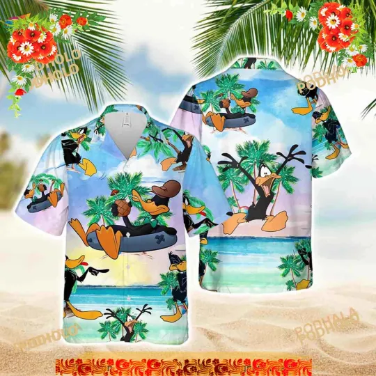 Daffy Duck Tropical Flower Hawaiian Shirt for Men Women