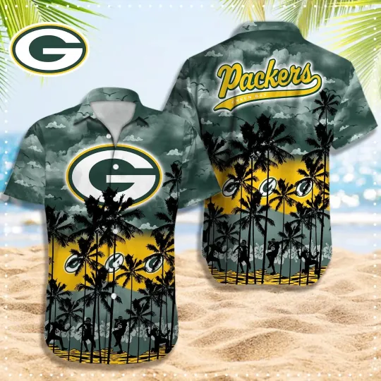 Discover Green Bay Football Team Packerss Hawaiian Button Down Shirt Unisex Adults S-5XL