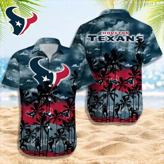 Discover Houston Football Team Texanss Hawaiian Button Down Shirt Unisex Adults S-5XL