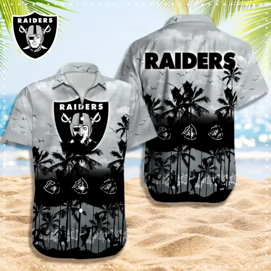 Discover Las Vegas Football Team Raiderss Hawaiian Button Down Shirt Unisex Adults S-5XL