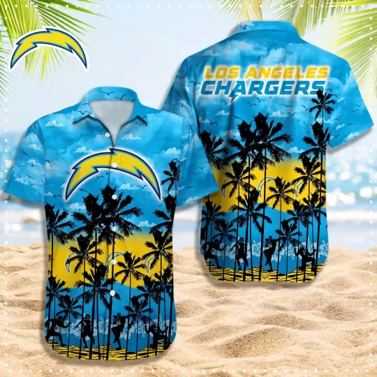 Discover Los Angeles Football Team Chargerss Hawaiian Button Down Shirt Unisex Adults