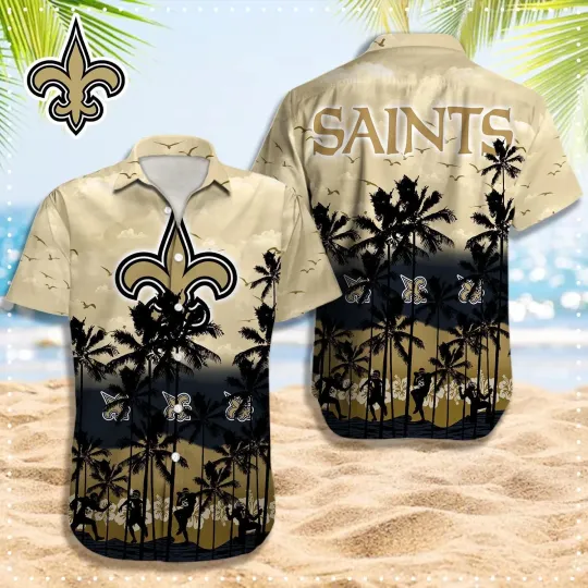 Discover New Orleans Football Team Saintss Hawaiian Button Down Shirt Unisex Adults S-5XL