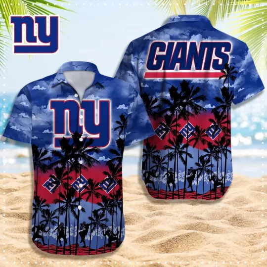 Discover New York Football Team Giantss Hawaiian Button Down Shirt Unisex Adults S-5XL