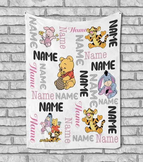 Discover Personalized Winnie The Pooh And Friends Pooh Bear Fleece Blanket