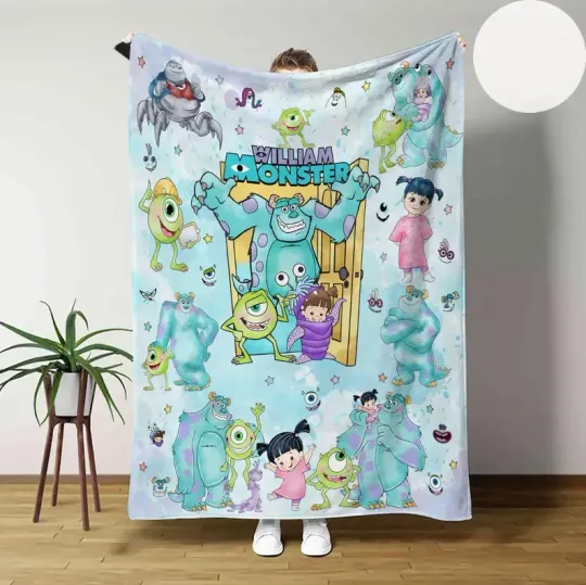 Discover Personalized Disney Monster Inc Watercolor Sully Mike Boo Fleece Blanket
