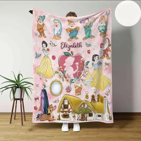 Discover Personalized Disney Snow White Princess And Seven Dwarfs Fleece Blanket