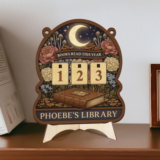 Personalized Wooden Book Tracker Sign, Books Read This Year Counter