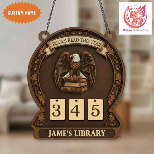Discover Personalized Eagle Book Tracker Sign, Books Read This Year Counter, Custom Book Lover Display, Bookworm Gift, Library Decor Gift
