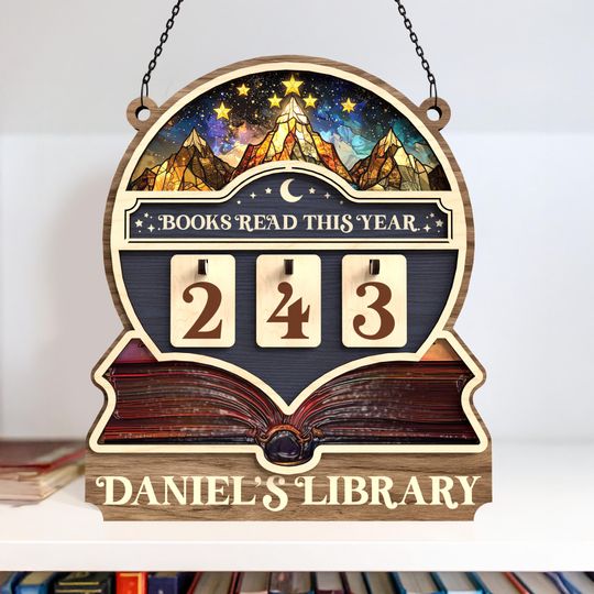 Personalized Books Read Tracker,Books Read This Year Counter,Bookshelf Decor,Gift for Reader,Book Lover,Bookish Gift,Book End,Book Club Gift