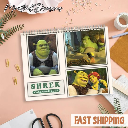 Discover Shrek Calendar 2026, DreamWorks Animated Movie Wall Calendar, Funny Ogre Fantasy Art, Gift for Fans