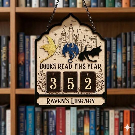 Personalized Fantasy Dragon Reading Tracker, Custom Book Tracker, Fourth Wing Hanging Book Sign