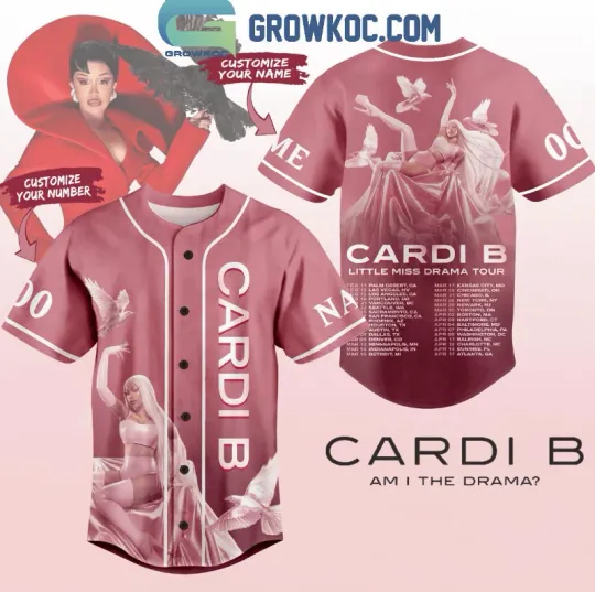 Discover Personalized Cardi B Little Miss Drama Tour 2025 Baseball Jersey
