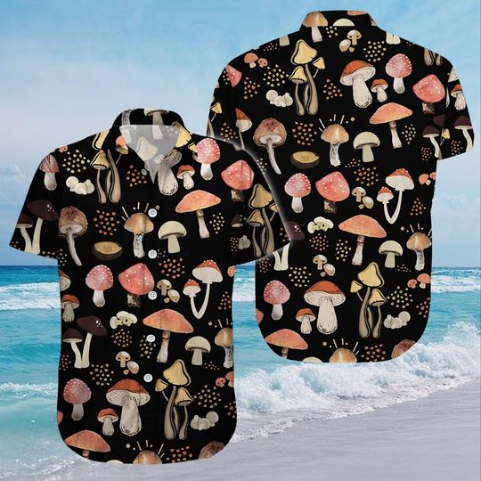 Discover Mushroom Button Shirt, Mushroom Shirt, Mushroom Beach Shirt, Botanical Shirt, Button Up Shirt, Cottagecore Shirt, Nature Lover Shirt