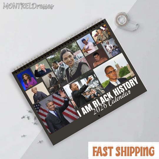 Black History Calendar 2026, African American Heroes Wall Calendar, Inspirational Educational Calendar, Black Excellence Art