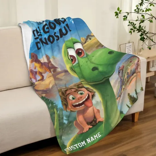Discover Personalized The Good Dinosaur Blanket, Custom Name Cute Disney Fleece Blanket