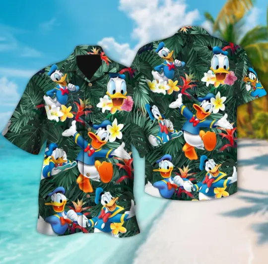 Discover Donald Duck Floral Vacation Holiday Tropical Summer Trip Hawaiian Shirt