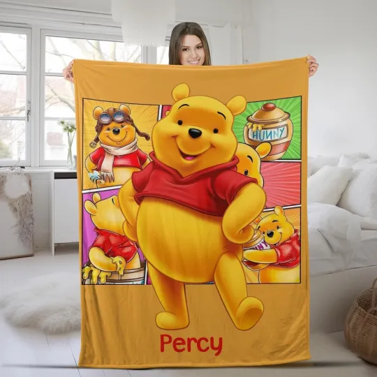 Discover Personalized Winnie The Pooh Blanket, Pooh Bear Fleece Blanket
