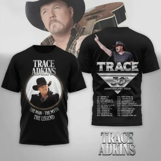 Discover Trace Adkins 30th Anniversary Tour 2026 3D T-Shirt Reprint Gift For Fan