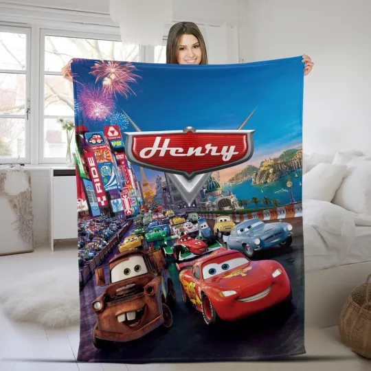 Discover Personalized Name Cars Movies Lightning MCQueen Baby Fleece Blanket