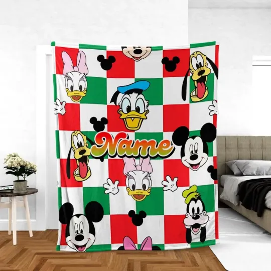 Discover Personalized Disney Mickey And Friends Santa Claus Fleece Blanket