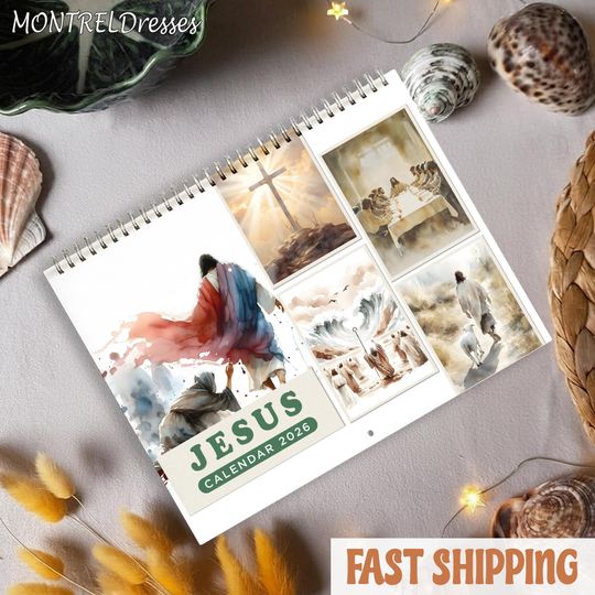 Discover 2026 Christian Wall Calendar, Jesus Art Calendar, Christian Calender Gift, Bible Story Calendar, Gift for Christian,  Religious Art