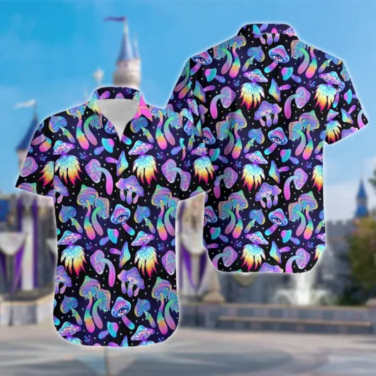 Discover Blue Mushrooms Summer Vacation Hawaiian Shirt for Men and Women