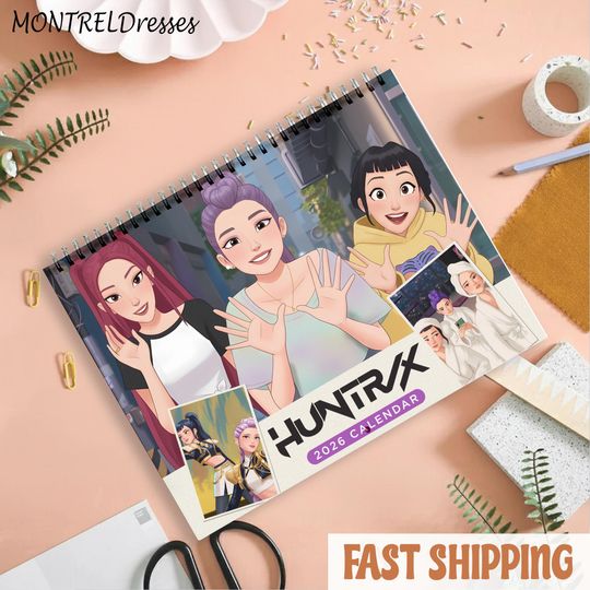 Huntrix Kpop Demon Hunter Calendar 2026, Anime Kpop Art Wall Calendar, Huntrix Girls Gift, Kpop Fan Decor, Cute Desk Calendar