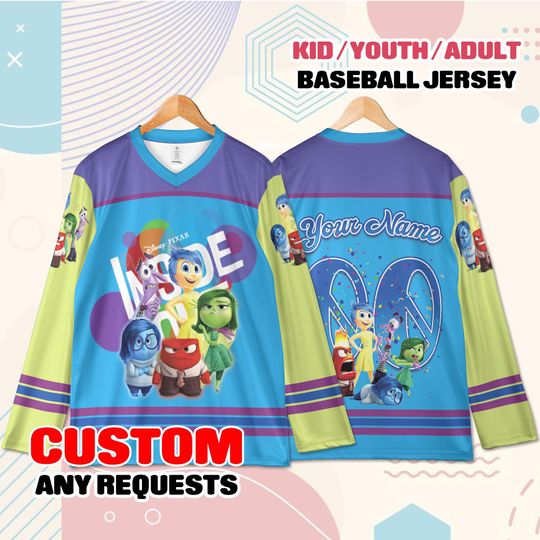 Discover Custom Inside Out Hockey Jersey Name Number  Youth Adult Personalized Cartoon Hockey Shirt Gift