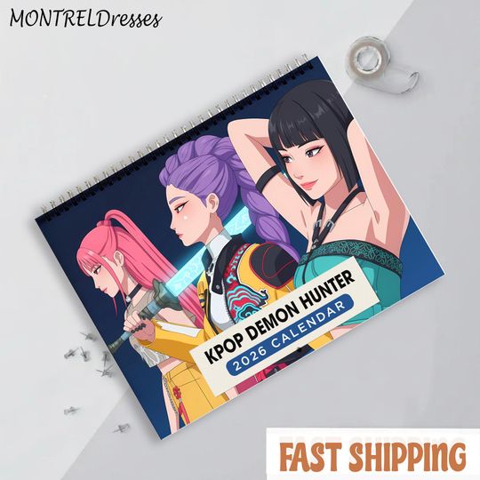 Kpop Demon Hunter Style Cartoon Calendar,  Anime Kpop Art Wall Calendar, Huntrix Girls Gift, Kpop Fan Decor, Cute Desk Calendar