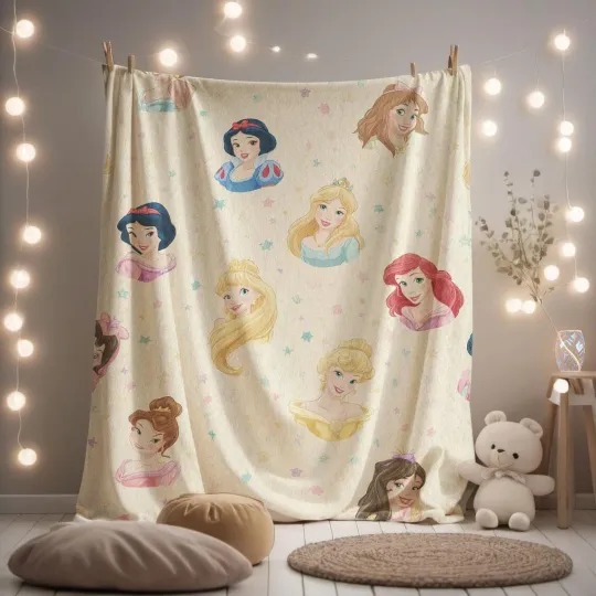 Discover Fleece Blanket Funny Snow White Cinde Ariel Happy 13