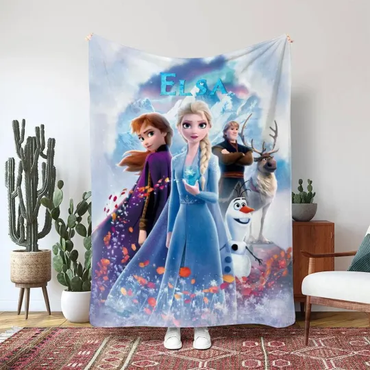 Discover Fleece Blanket Funny Frozen Elsa Anna Movie Happy 9