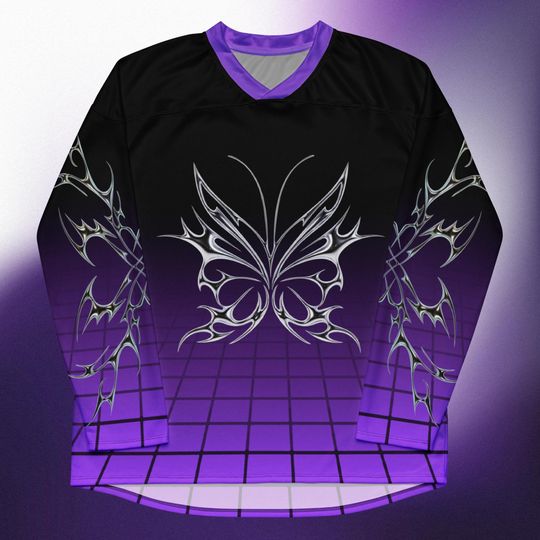 Discover Techno Rave Hockey Jersey - Vaporwave Y2K Clubwear, Long Sleeve Rave Top, Psychedelic Festival Outfit