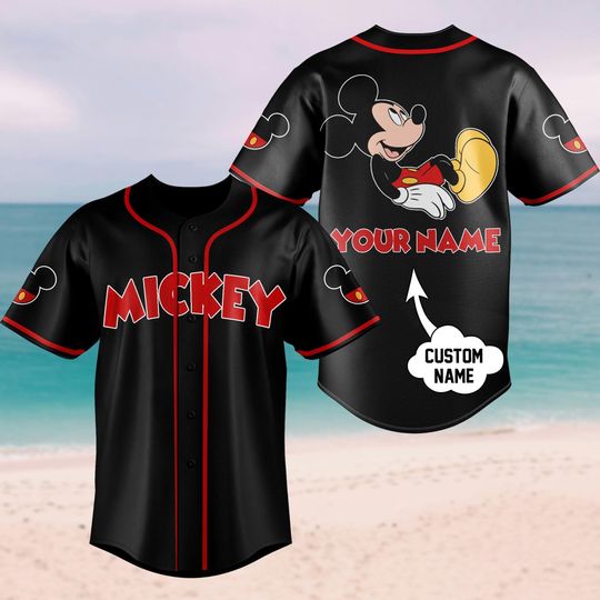Discover Custom Mickey Mouse Baseball Jersey, Personalized Disney Shirt with Name and Number, Cartoon Disneyland Outfit for Men and Women