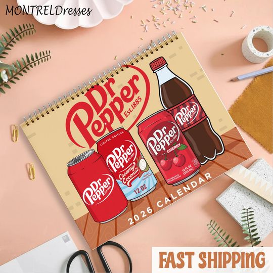 Discover Funny Dr Drink Calendar 2026, Drink Lover Calendar, Soda Aesthetic Wall Calendar, Peppe Lover Gift, Cute Soft Drink Calendar