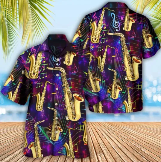 Discover Saxophone Music Neon Art 3D Hawaii Shirt US SIZE ALL OVER PRINT FATHER DAY GIFT