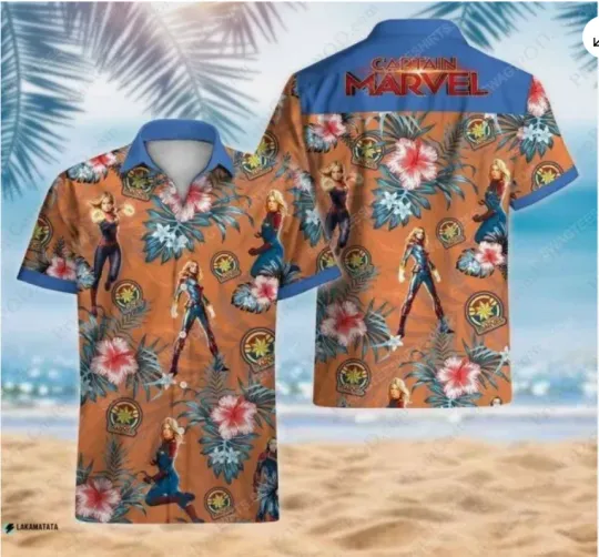 Floral Captain America Hawaiian Shirt for Men and Women