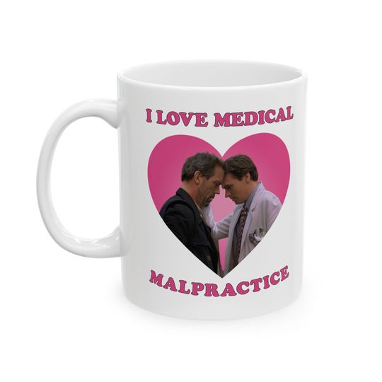 Discover House and Wilson I love medical malpractice mug, Dr house house md mug, I love medical malpractice Accent Mug