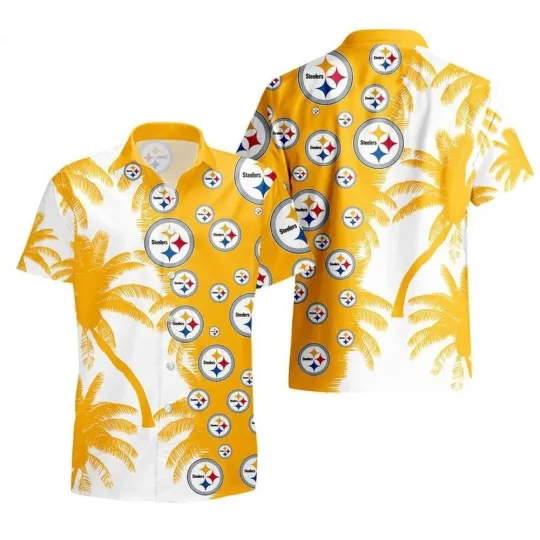 Pittsburgh Football Team Steelerss Hawaiian Button Down Shirt Unisex