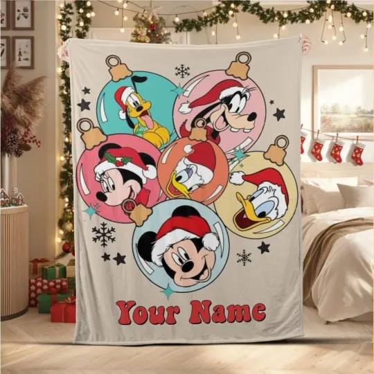 Discover Fleece Blanket Funny  Mickey & Friend Christmas Happy 8