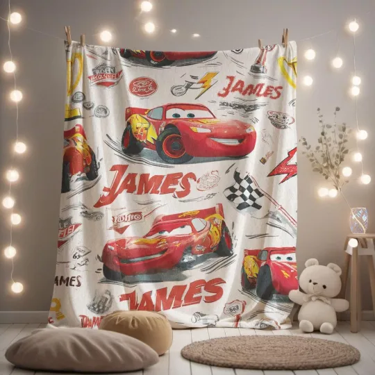 Discover Fleece Blanket Funny  Lightning Mcqueen Christmas Happy 7