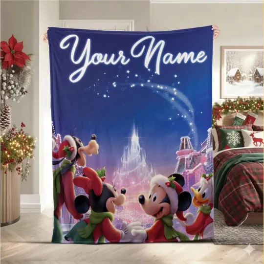 Discover Fleece Blanket Christmas Mickey And Friend Happy 1