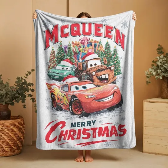 Discover Fleece Blanket Funny  Lightning Mcqueen Christmas Happy 6
