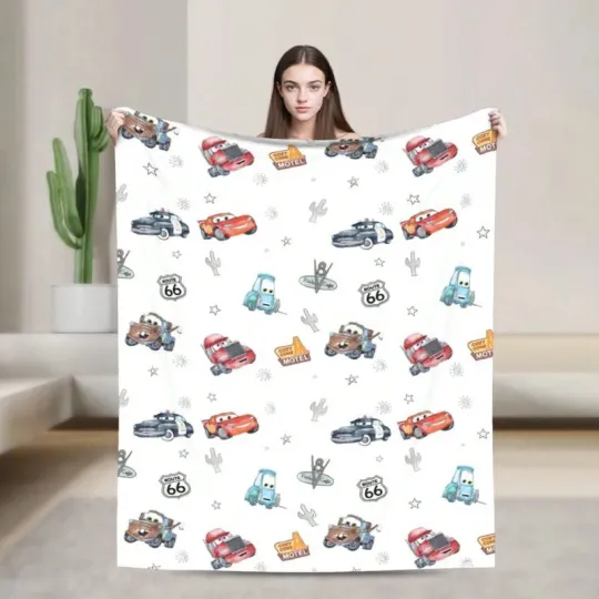 Discover DISNEY Funny Cars ‌Fleece Blanket, Soft Cozy 1