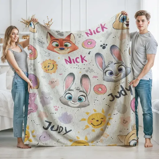 Discover DISNEY Funny Zootopia Judy  Fleece Blanket, Soft Cozy